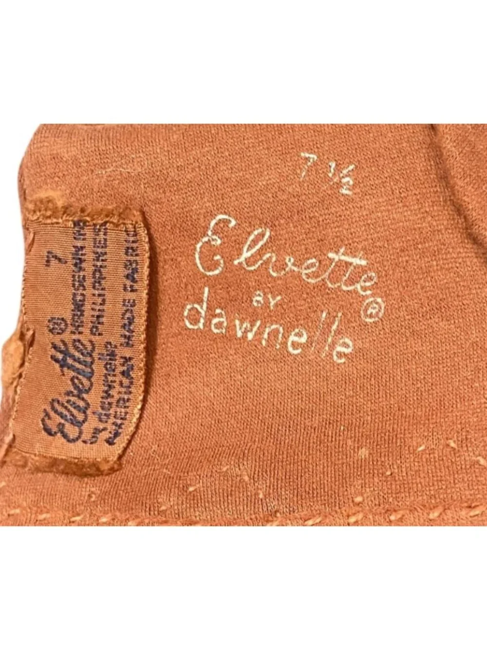 Vintage Elvette by‎ Dawnelle Hand Sewn Occasion Gloves Sz 7-1/2 Rust #186C